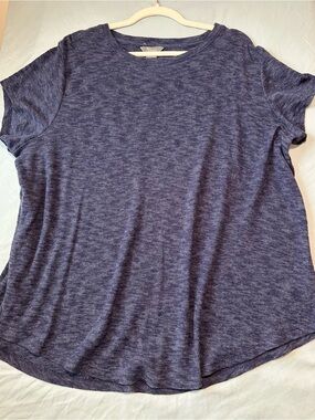 Natural Reflections Heathered Navy Knit Top Short Sleeve Size 1X